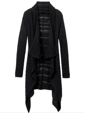 Athleta Black Open-Front Knit Draped Cardigan Sweater EUC
